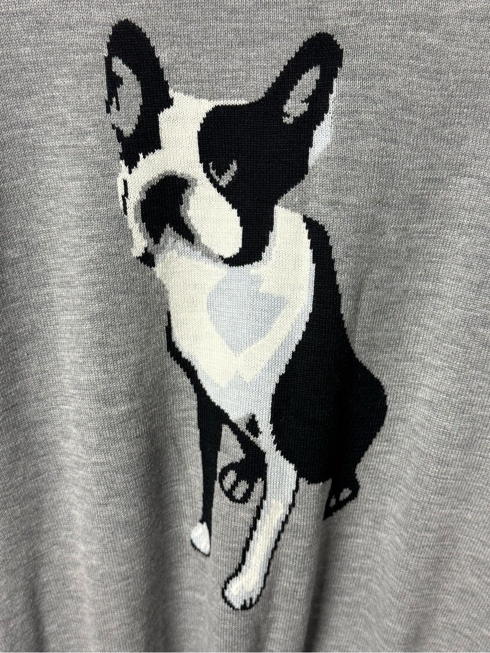 Small Boston Terrier Pup sweater, Daniel Cremieux gray lightweight wool sweater - Picture 4 of 7